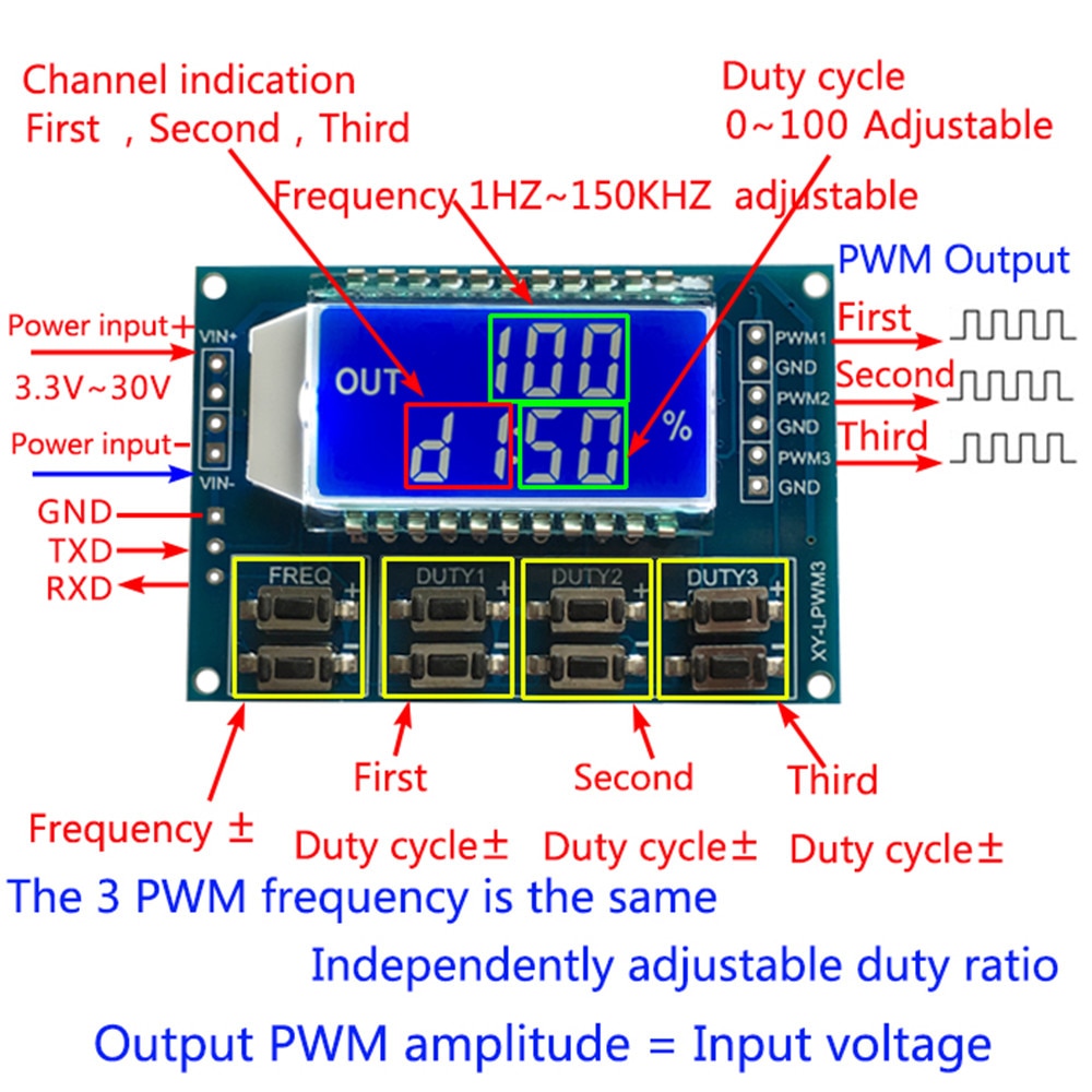 Генератор прямоугольных импульсов с ЖК дисплеем 1 Гц-150 кГц