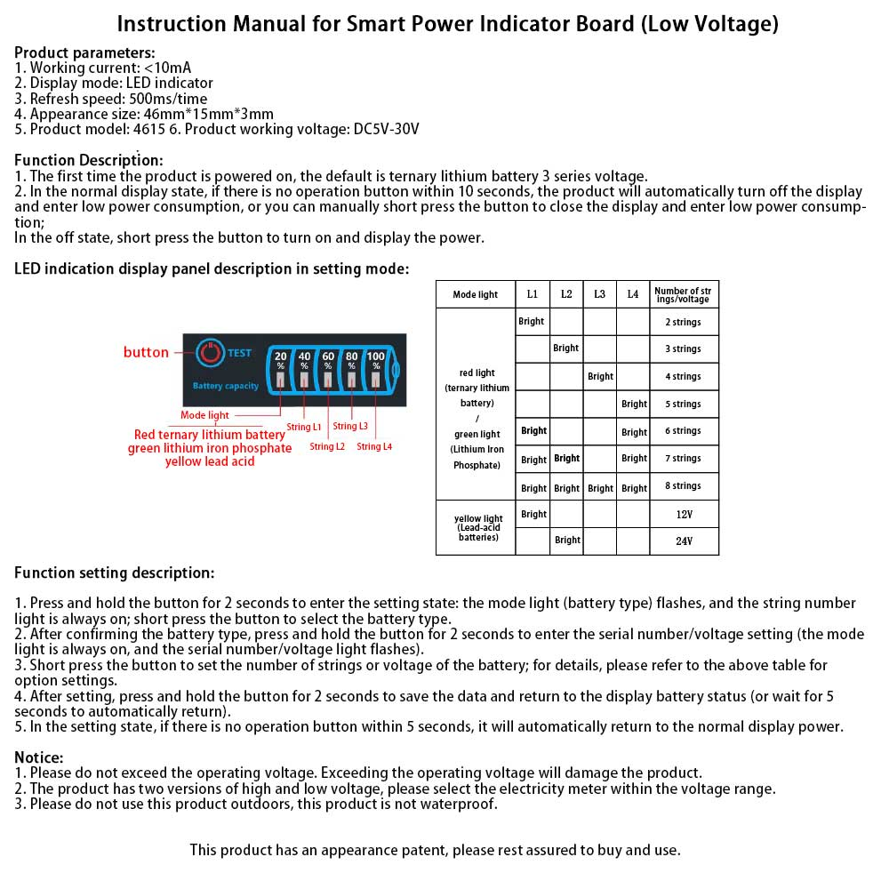Индикатор уровня заряда аккумуляторов, тестер емкости, Li-Ion, LiFePO4, Pb