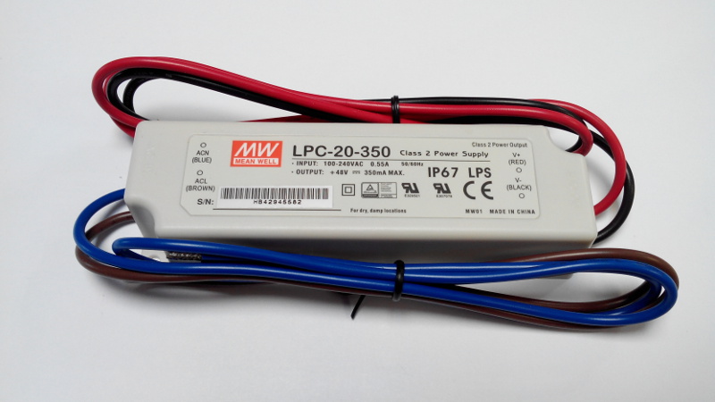 LPC-20-350 (MW) AC-DC, LED драйвер 16.8 Вт; U1: 3...48 В; I1: 350 мА;