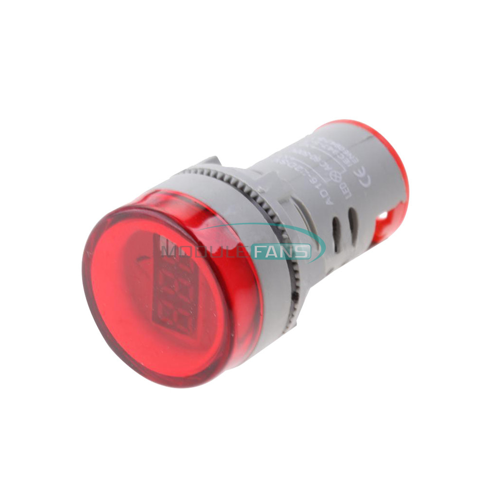 Светодиодный вольтметр- индикатор  60-500VAC  D=22мм (красный)
