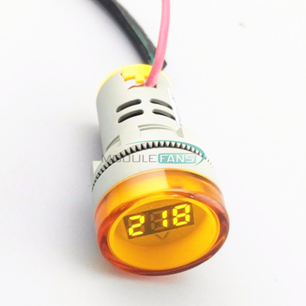 Светодиодный вольтметр- индикатор  60-500VAC  D=22мм (желтый)