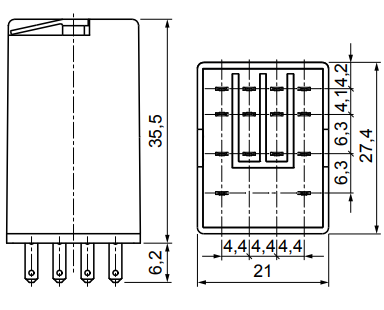 R4N-2014-23-5220-WTL, Реле 230VAC 4 Form C 250VAC/7А  